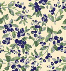 Floral seamless pattern with big flowers and Vector illustration.seamless floral watercolor pattern with garden pink, flowers roses, leaves, branches. Botanic tile, background.