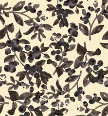Floral seamless pattern with big flowers and Vector illustration.seamless floral watercolor pattern with garden pink, flowers roses, leaves, branches. Botanic tile, background.