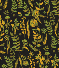 Floral seamless pattern with big flowers and Vector illustration.seamless floral watercolor pattern with garden pink, flowers roses, leaves, branches. Botanic tile, background.
