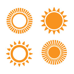 Vibrant Orange Sun Icons Vector Set for Warm Summer Designs and Creative Artwork Projects