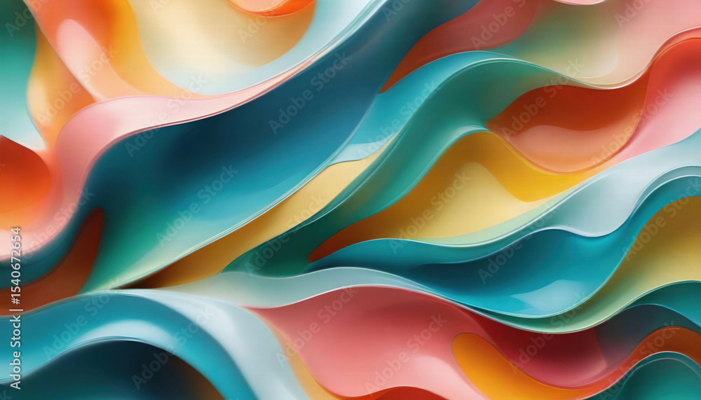 Poster wavy glass waves curved like paper pages wallpaper 3d glossy pattern structure elegant design concep