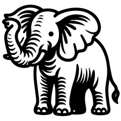 Elephant with Trunk Up SVG Outline