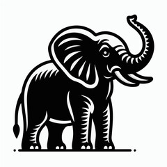 Elephant with Trunk Up SVG Outline
