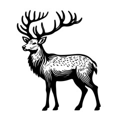 Deer with Antlers Line Drawing SVG