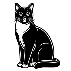 Cat Sitting Line Art SVG