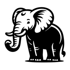 Elephant with Trunk Up SVG Outline