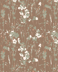 Floral seamless pattern with big flowers and Vector illustration.seamless floral watercolor pattern with garden pink, flowers roses, leaves, branches. Botanic tile, background.