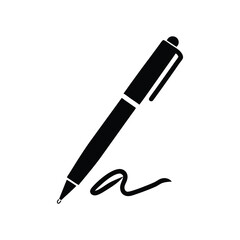 Pen Vector Silhouette Icon for Writing Office Design