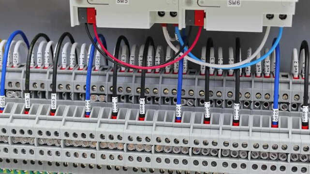 Marking electrical wiring wires with thermally printed nylon tape. 