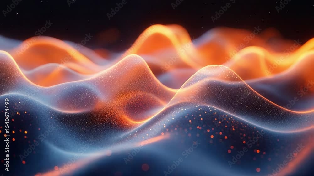 Poster abstract energy waves: an artistic depiction of dynamic energy waves with fluid, orange and blue col