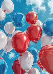 colorful balloons on blue background
