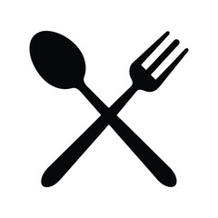 Classic Black Spoon and Fork Icons Vector Set for Kitchen Decor and Culinary Design Projects