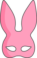 leather mask with rabbit ears, adult sex toy, accessories for bdsm sex games, linear black and pink icons, doodle and sketch style, hand drawing