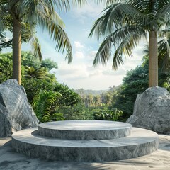 palm trees in the pool