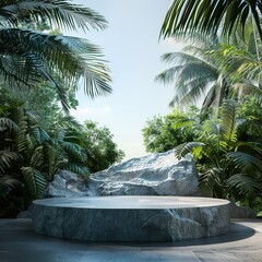 Rock podium in tropical forest