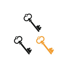 Vintage Key Silhouette Vector Icons for Lock Design, Security Illustration, and Decorative Art