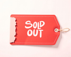 Red Sold Out Tag Isolated on White Background – Retail and E-Commerce Banner