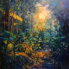 sunset in the jungle