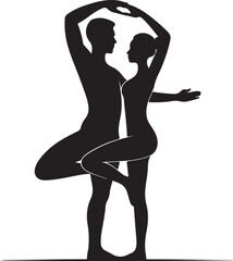 Couple doing partner yoga vector illustration