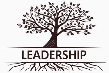 Fototapeta premium Leadership Tree Graphic Symbolizing Growth Foundation and Interconnectedness A Metaphor for Strong Guidance and Roots