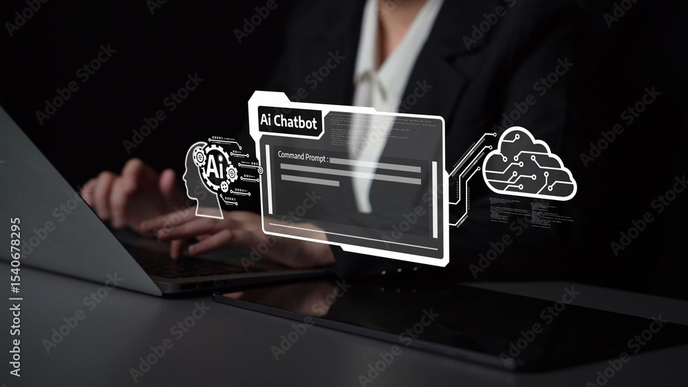 Poster ai virtual assistant artificial intelligence chatbot controlled by prompt engineering for explainabl