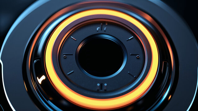 Futuristic glowing electric vehicle charge indicator close-up