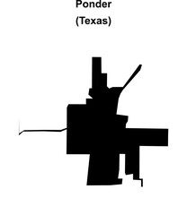 Ponder (Texas) blank outline map