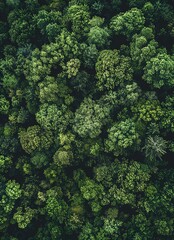 Top down aerial view of trees in forest