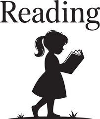 Silhouettes of The Child Reads A Book