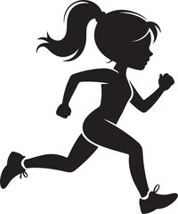 Athletic woman running fast. Vector silhouette illustration on white background 