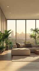 Fototapeta premium Modern living room with city views