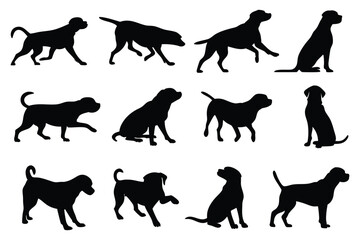 Bundle of Dog Silhouettes – Domestic Canines in Various Poses