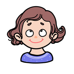Hopeful Girl with Upward Gaze – Cute Cartoon Character