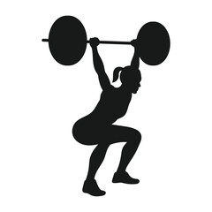 Woman fitness workout exercise, lifting a heavy weight barbell. Female bodybuilder doing exercise in the gym center.