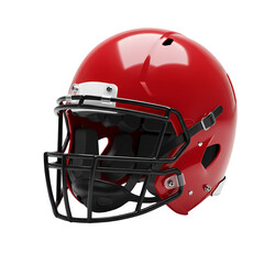 Fototapeta premium A Vivid Red Football Helmet with Black Facemask isolated on transparent baackground