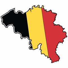 Belgian map with national flag colors