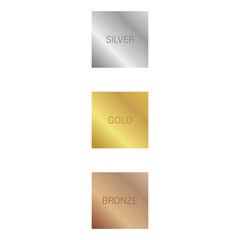 Naklejka premium Square Shape Gradient Silver, Gold, Bronze Color Set Vector Design.