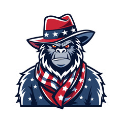 Vector clip art of  Vector clip art of cowboy hat with bigfoot, overlay scarf Top Hat.