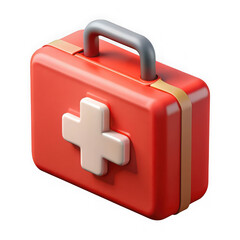 Red first aid kit 3d icon isolated on transparent background