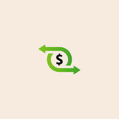 Easy cash flow with dollar icon flat vector design. 