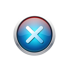 Fototapeta premium Glossy Blue Cancel Button X Icon for Website and App Design
