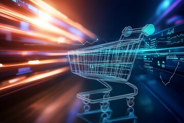 Futuristic E-commerce Analytics Background – Dynamic Charts and Data Visualization for Online Retail Insights

