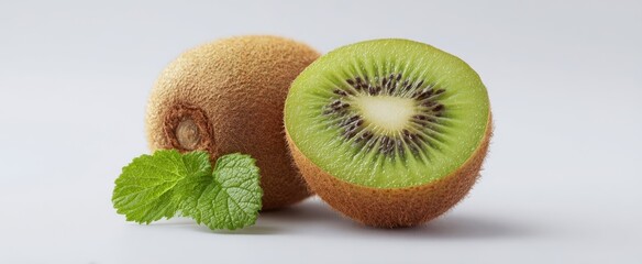 The vibrant kiwi fruit showcasing its fresh slice and green interior.