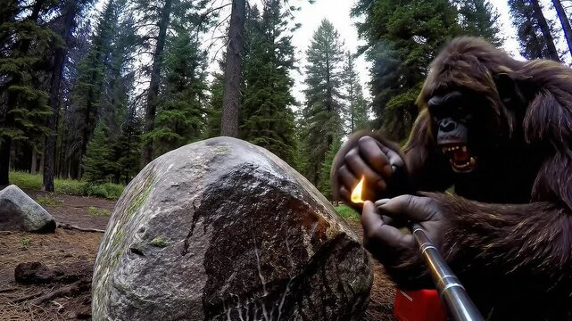 Bigfoot Vlogs Into Cellphone Camera