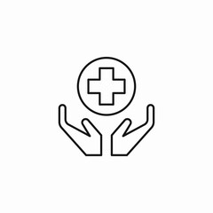 Obraz premium hands holding medical cross icon sign vector