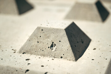 Concrete blocks with interlocking system, closeup