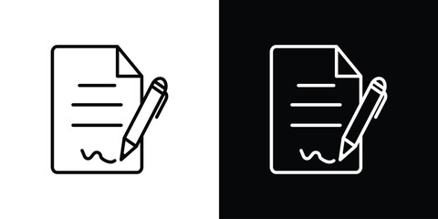 signature file icon design. simple stroke line vector icon set