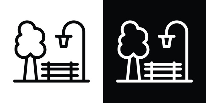 park icon design. simple stroke line vector icon set