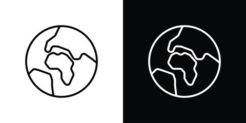 World icon design. simple stroke line vector icon set