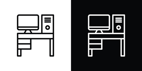 Workspace icon design. simple stroke line vector icon set